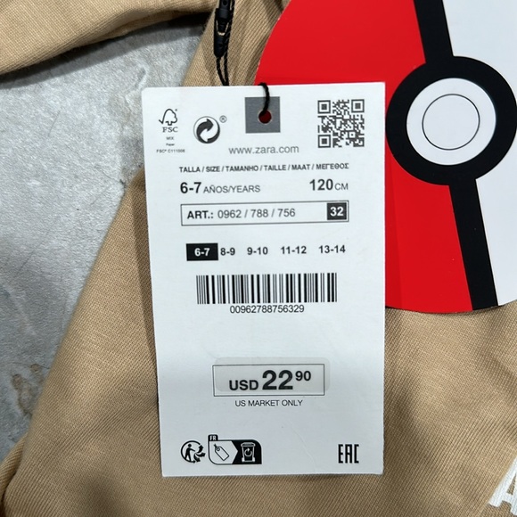 NWT Zara pokemon boys long sleeve shirt - Picture 5 of 5